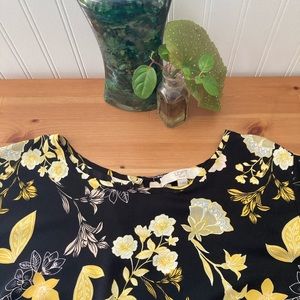 LOFT Floral Black and Yellow Women's Top